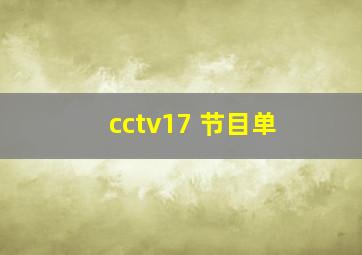 cctv17 节目单